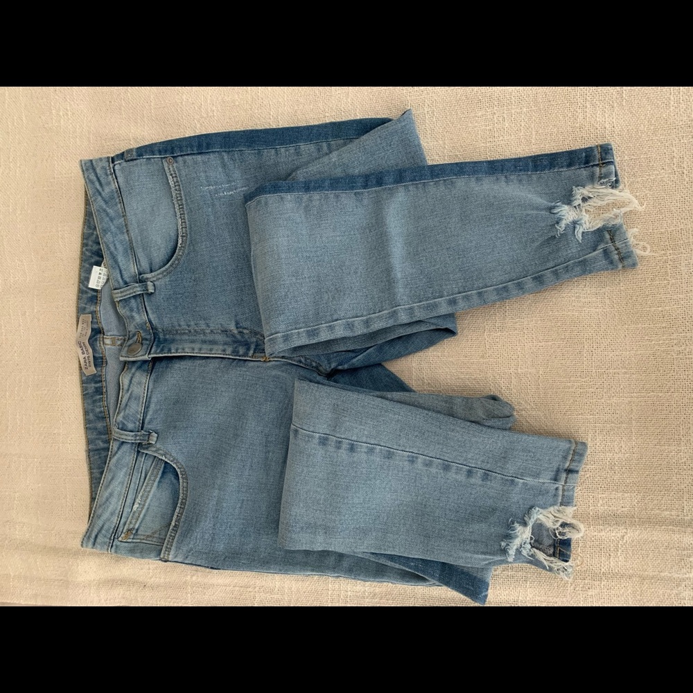 Zara Denim With Stripe Leg